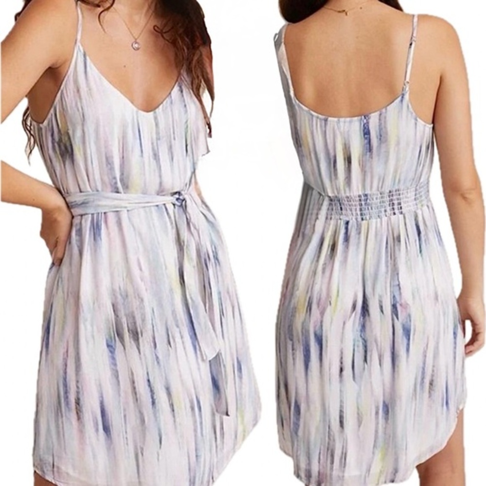 Bella Dahl Cami Mini Dress with Matching Belt in Watercolor Print Size M
